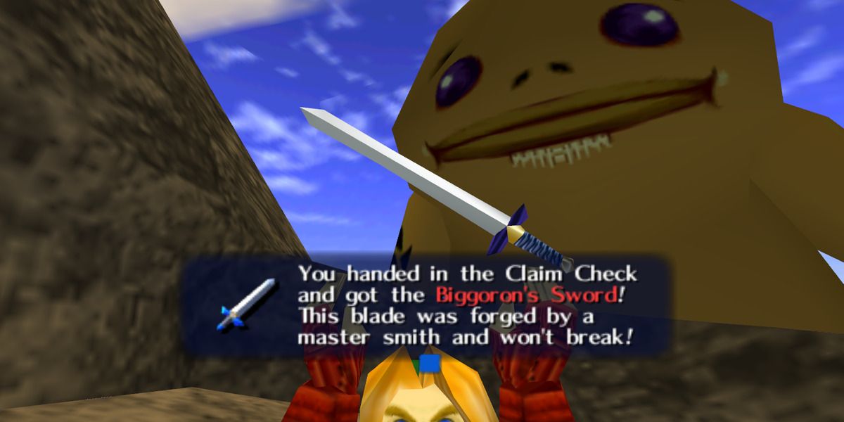 Link holding Biggaron's sword