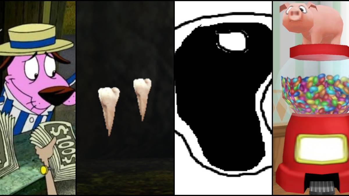 Four pictures with strange in game currencies