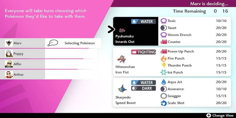Pokémon Sword & Shield Crown Tundra Dynamax Adventure Rental Pokémon menu