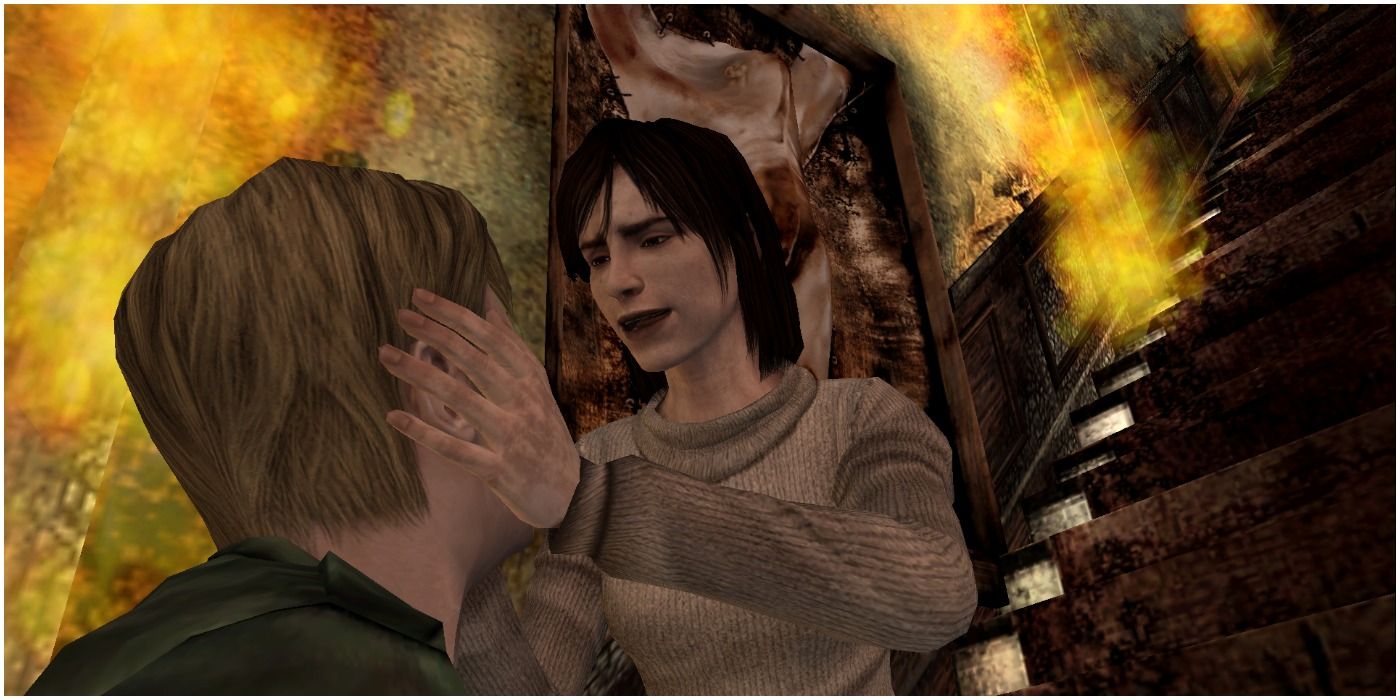 Angela Speaking With James On The Staircase In Silent Hill 2