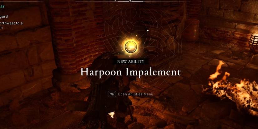 Assassin's Creed Valhalla Book of Knowledge Harpoon Impalement ability pick up in cabin