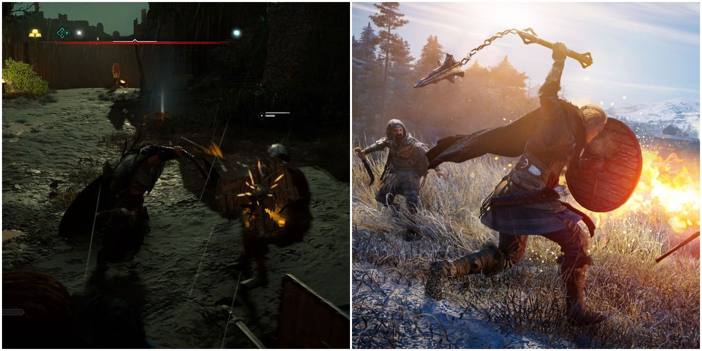 Assassins Creed Valhalla Collage Eivor Fighting With Shield