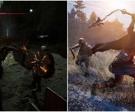 Assassins Creed Valhalla Collage Eivor Fighting With Shield