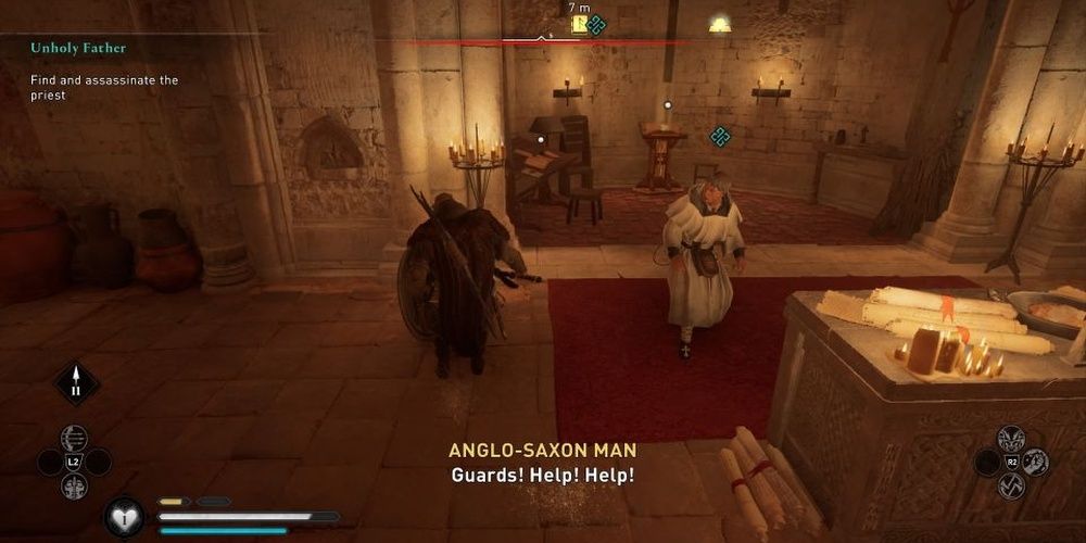 Assassins Creed Valhalla Eivor Confronting Priest In Cathedral