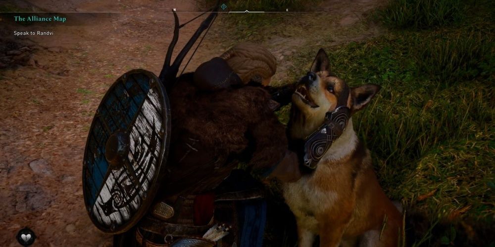 Assassins Creed Valhalla Eivor Petting A Dog