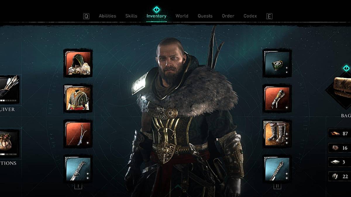 Assassin's Creed Valhalla Inventory Screen
