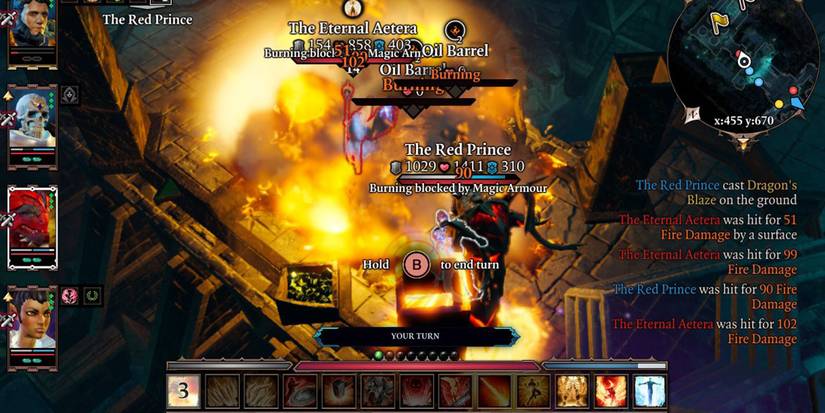 Attacking the Aetera surrounded by oil barrels - Divinity Original Sin 2 Eternal Aetera Guide