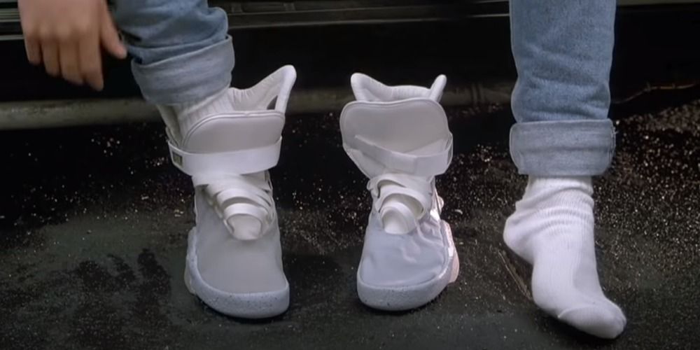Marty putting on the Nike Air Mags in Back to the Future Part II