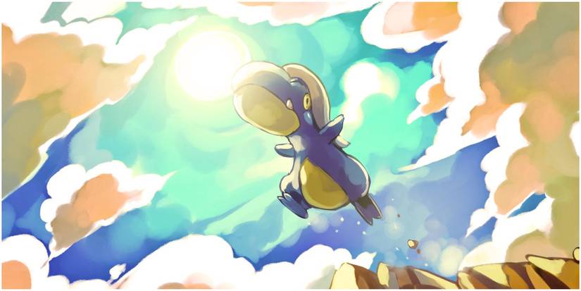 bagon jumping off of a cliff pokemon