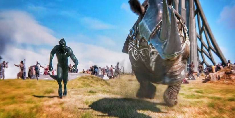 Black Panther Rhino Fight