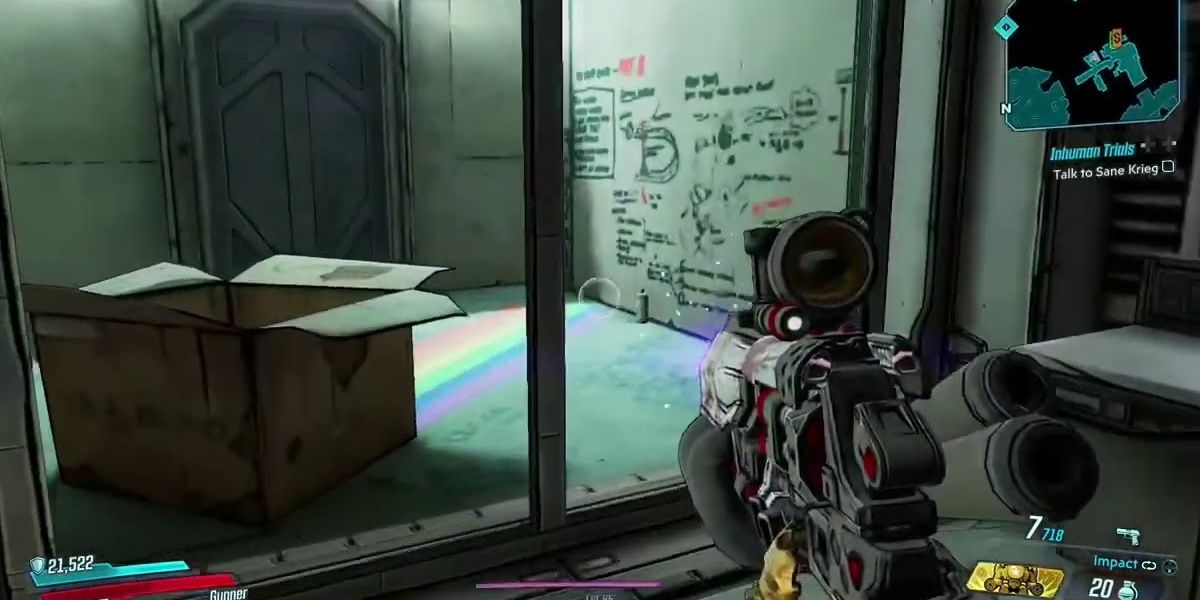 View of the quantum cardboard box holding cell Borderlands 3