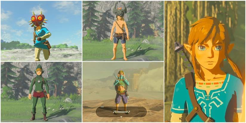 images of Link and his different outfits from The Legend of Zelda: Breath of the Wild