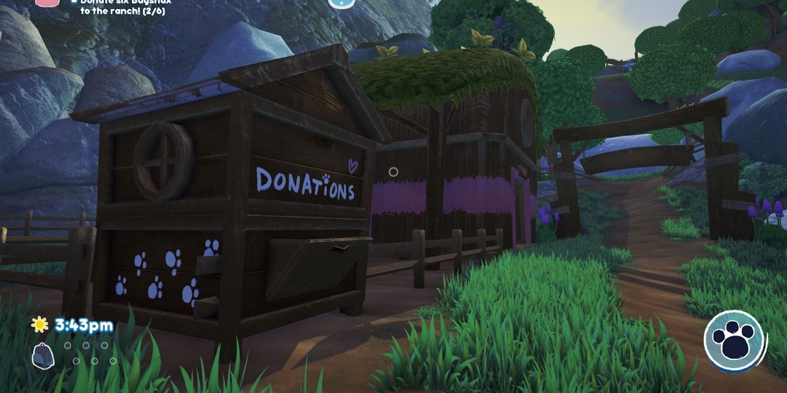 The donation box at Gramble's Ranch in Bugsnax