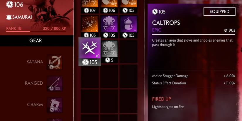 Caltrops in the Ghost Weapon section - Ghost of Tsushima Legends Samurai Guide