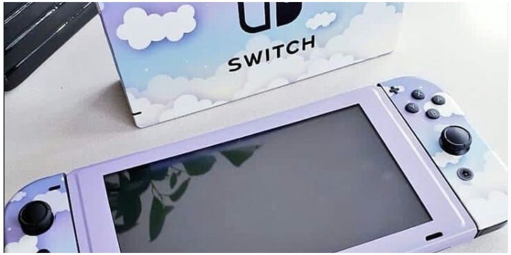 A Switch with cloud designs on it