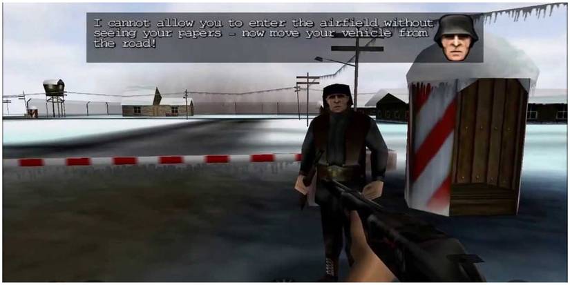 A player being stopped by a guard