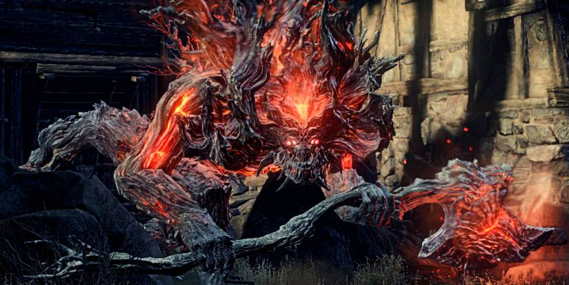 miniboss with an axe and fire.