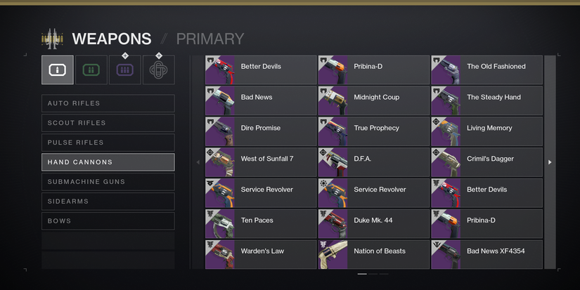 Destiny 2 Hand Cannons Sunset