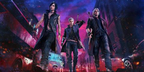 Three characters walking in Devil May Cry 5