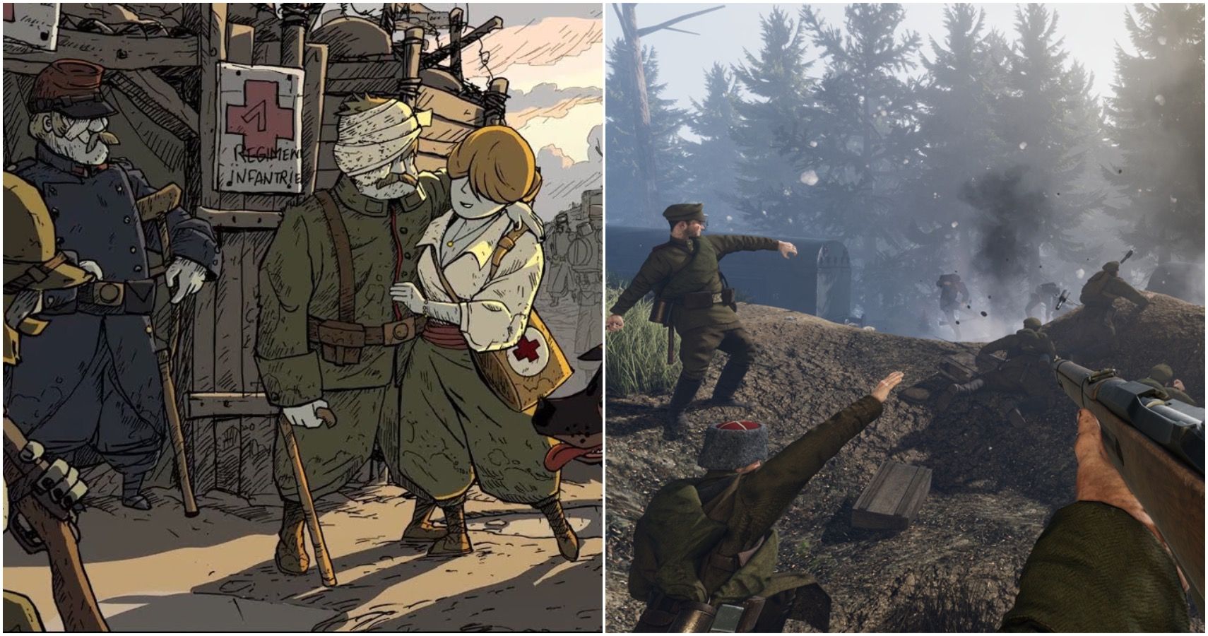 The left side shows Valiant Hearts while the right side shows Tannenberg