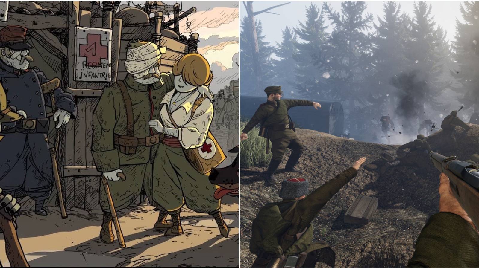 The left side shows Valiant Hearts while the right side shows Tannenberg