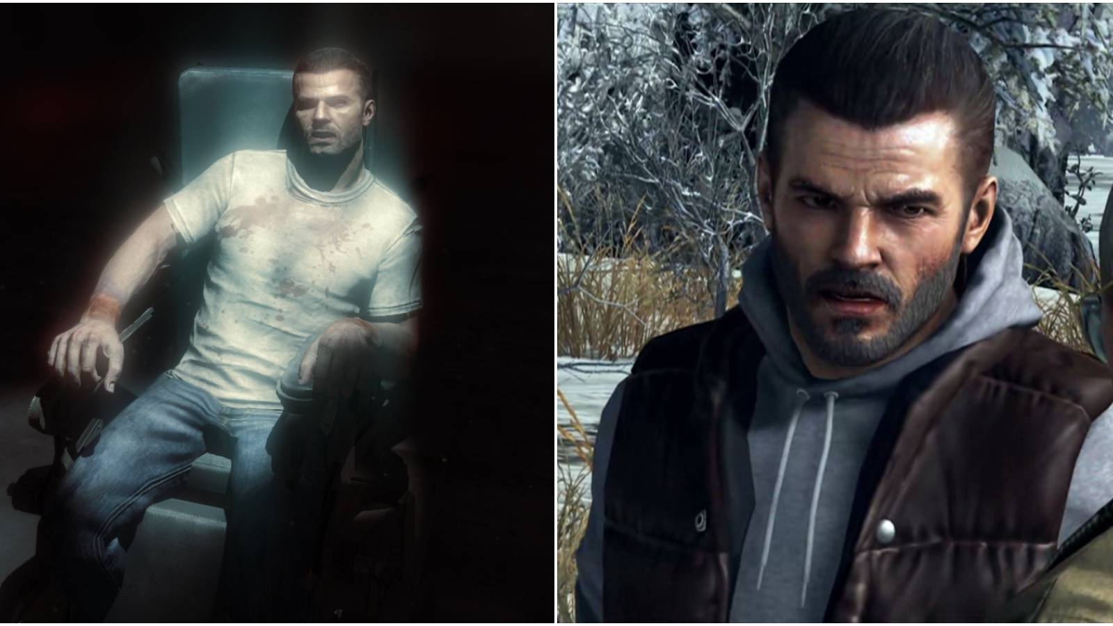 Mason tied up in the chair in the first game and Mason in the second game