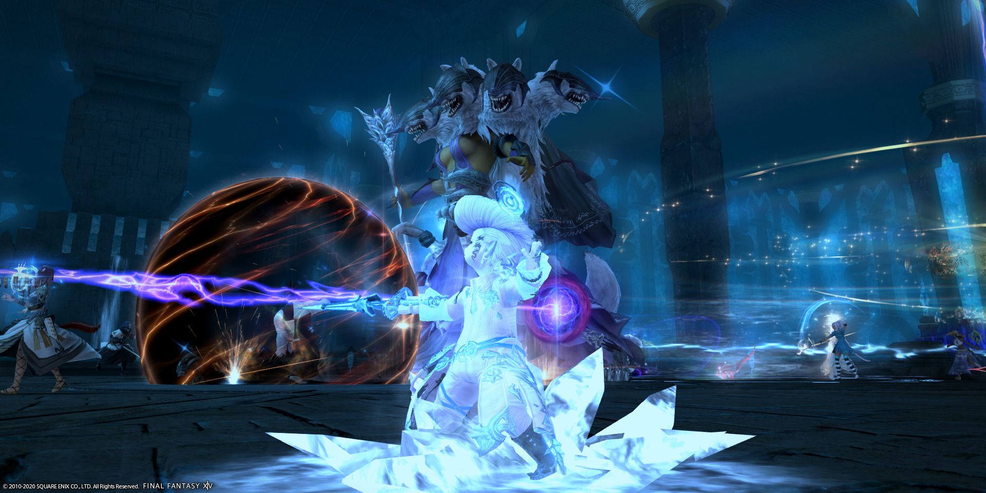 Final Fantasy 14 Scylla Battle Frozen Warrior of Light
