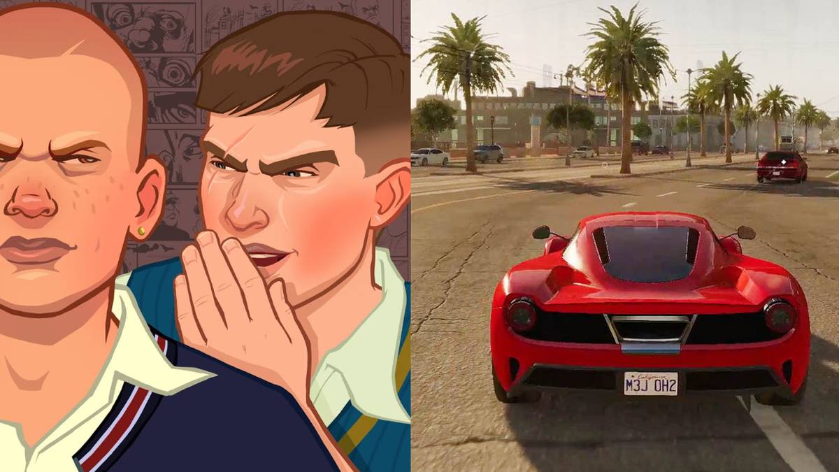 (Left) Bully promotional image of Gary and Jimmy (Right) Watch Dogs 2 driving gameplay