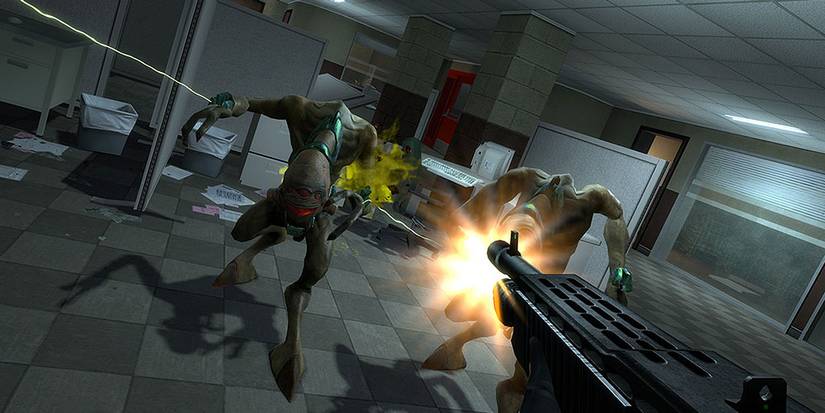 FPS view of shooting enemies