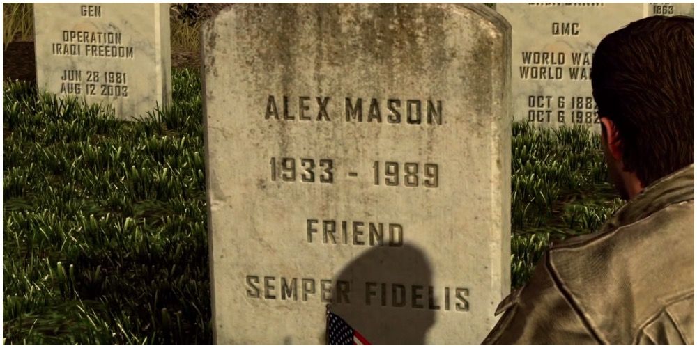 The gravestone for Alex Mason