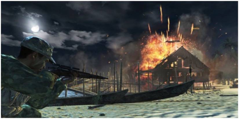 A marine raider on Makin Atoll in World at War