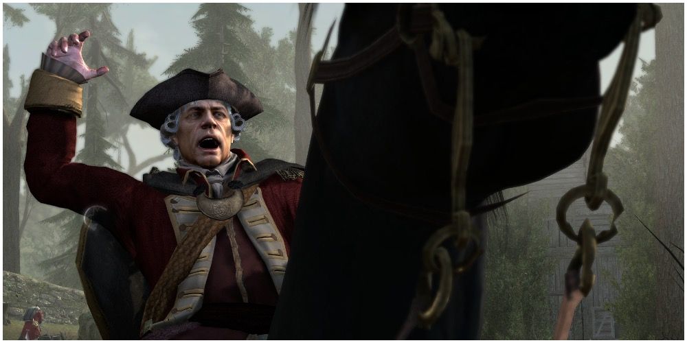 John Pitcairn on horseback ordering his troops to fall back
