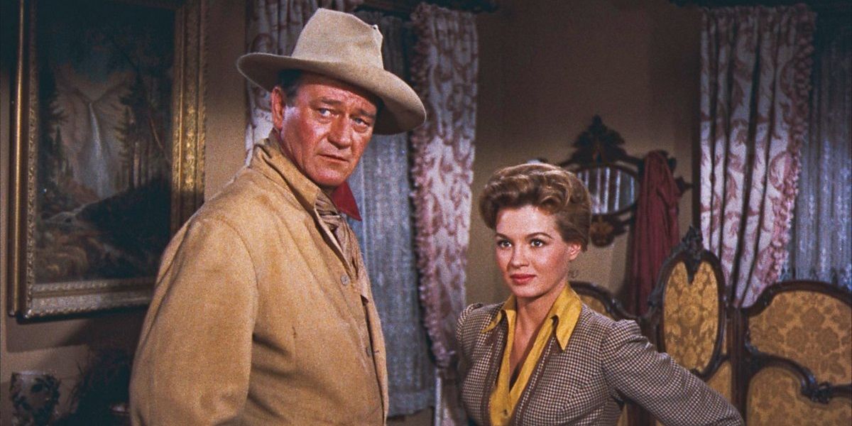 John Wayne and Angie Dickinson in Rio Bravo