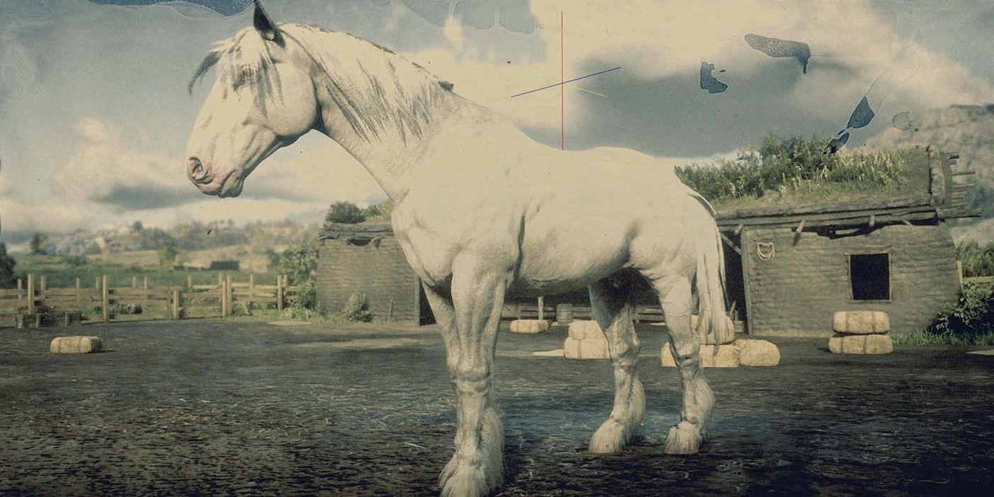 A Light Grey Shire Horse in Red Dead Online