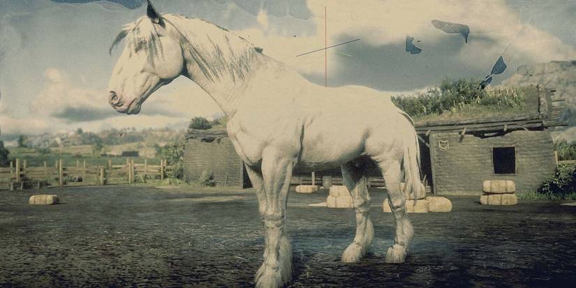 A Light Grey Shire Horse in Red Dead Online