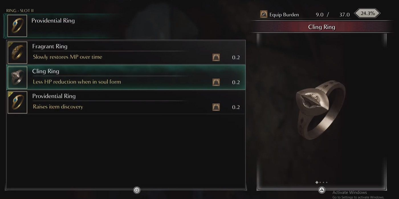 Looking at a ring in the inventory - Demons Souls Tips From Dark Souls