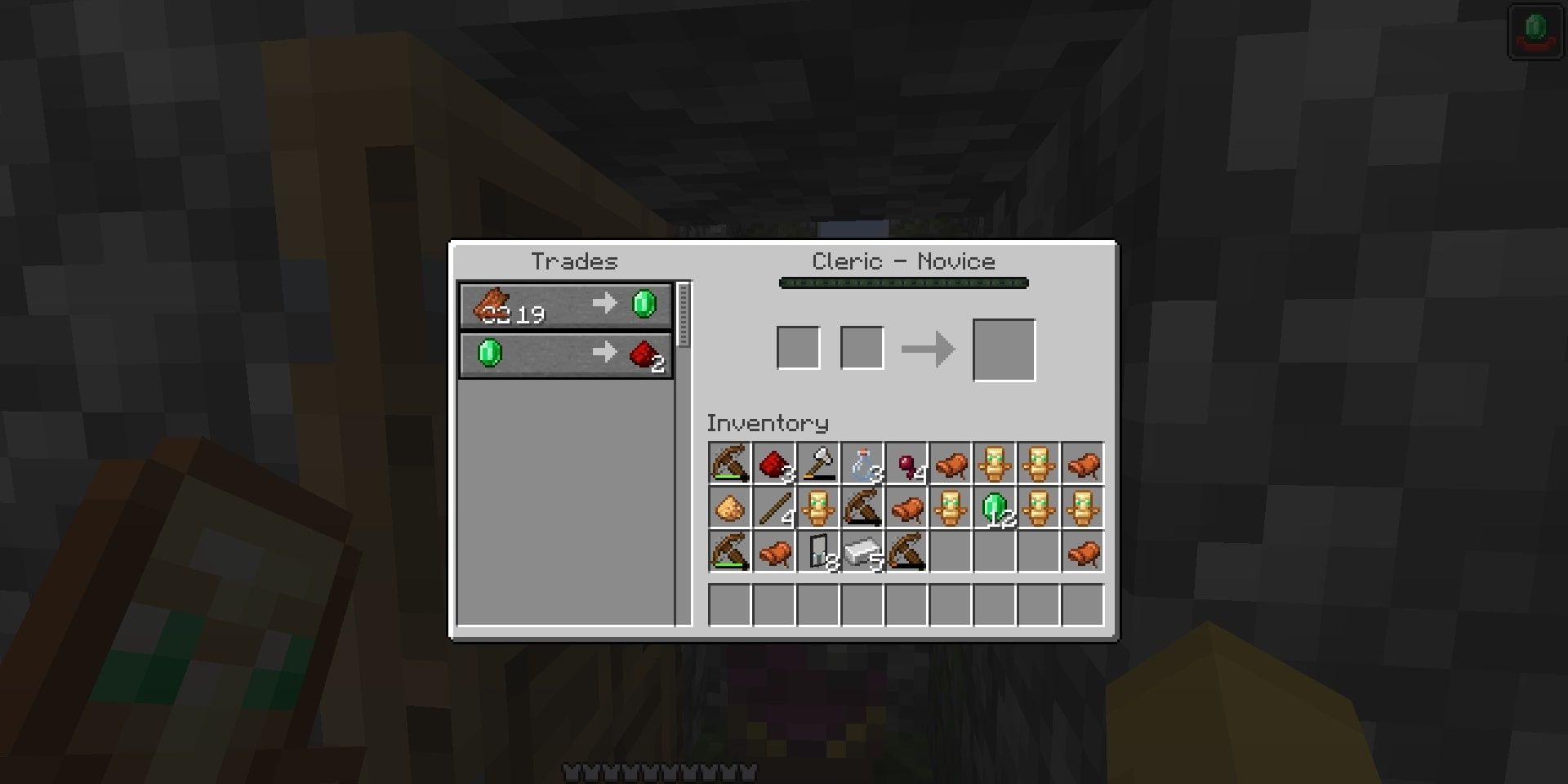 A trade discount thanks to the Hero of the Village effect in Minecraft