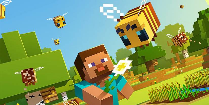 Minecraft Steve and Bees Game Art