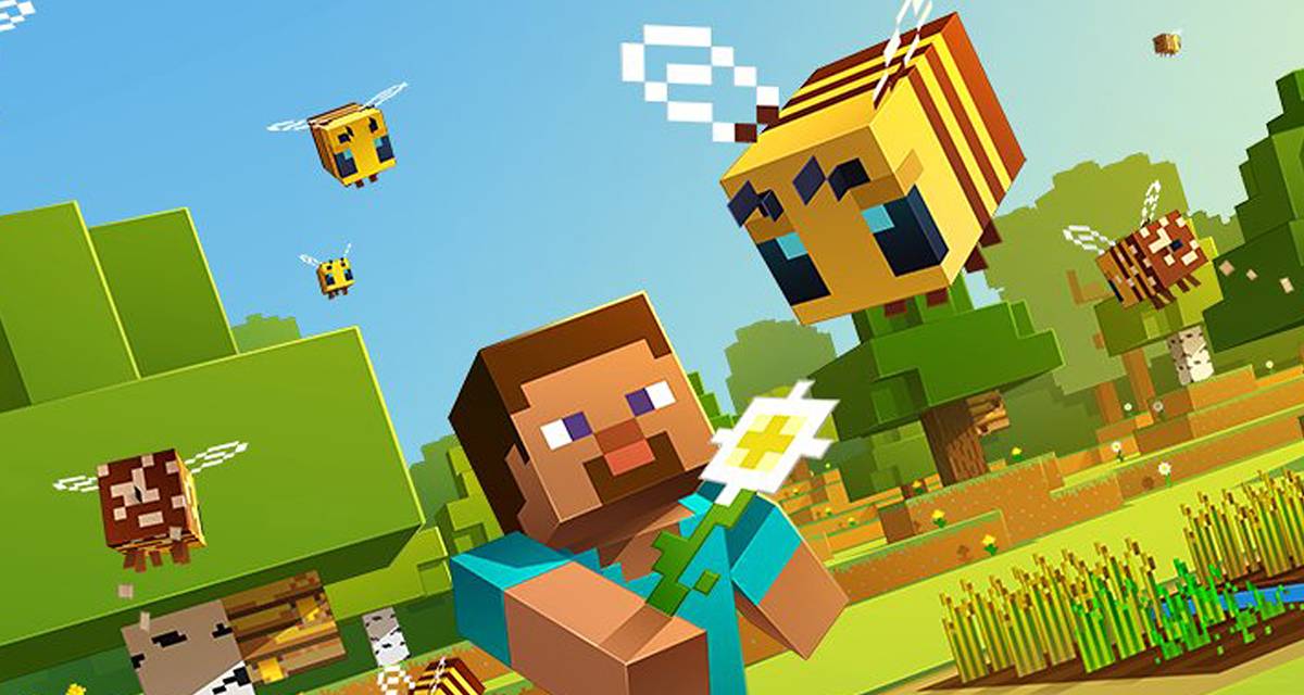 Minecraft Steve and Bees Game Art