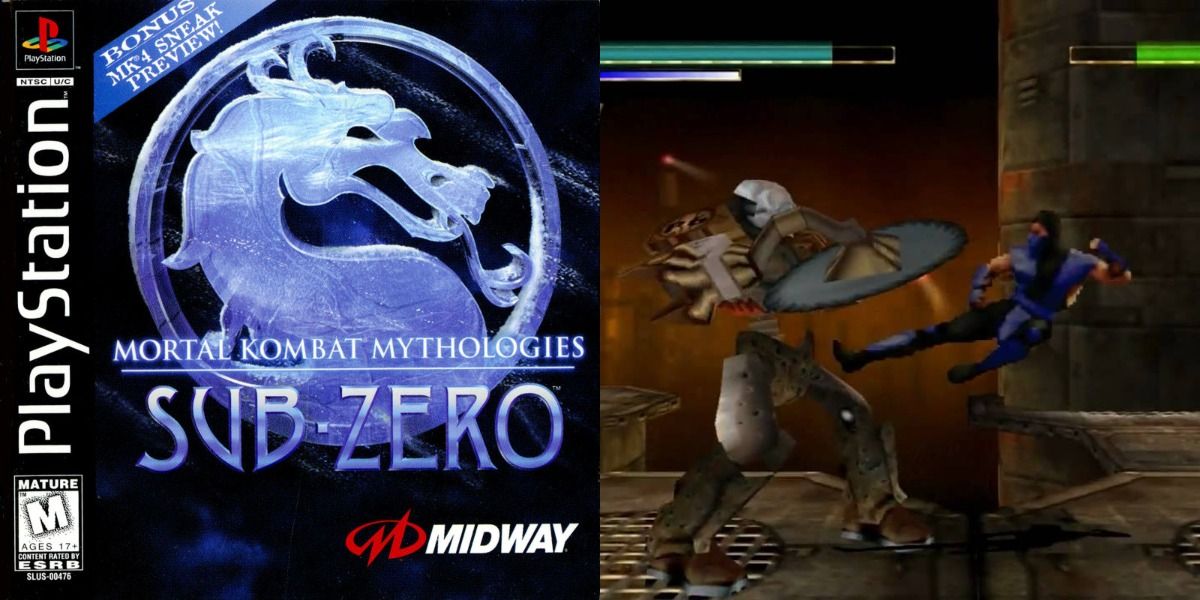 Бокс-арт и скриншот из Mortal Kombat Mythologies Sub-Zero