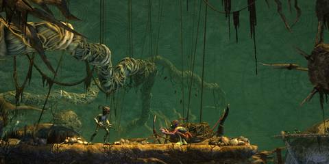 Platformer Oddworld Abe's Oddysee New N Tasty - characters facing one another