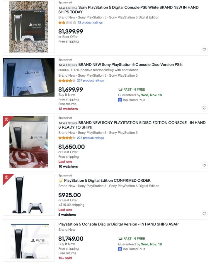 Insane PS5 eBay prices