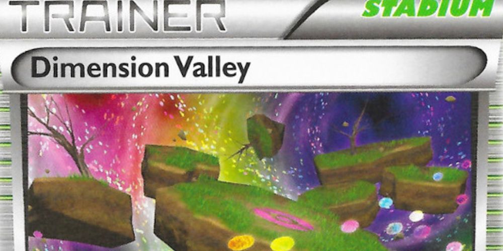 Pokemon TCG Trainer Card Dimension Valley Stadium Setting