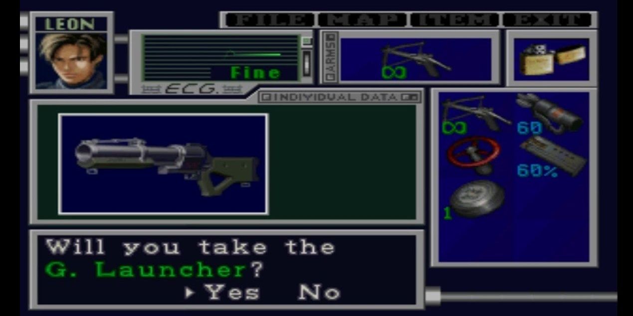 Classic Resident Evil 2 Inventory Screen