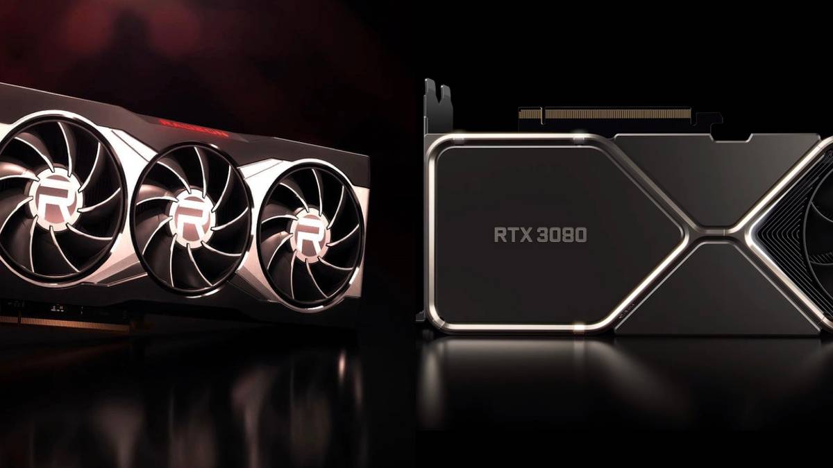 RX 6900 XT next to RTX 3080