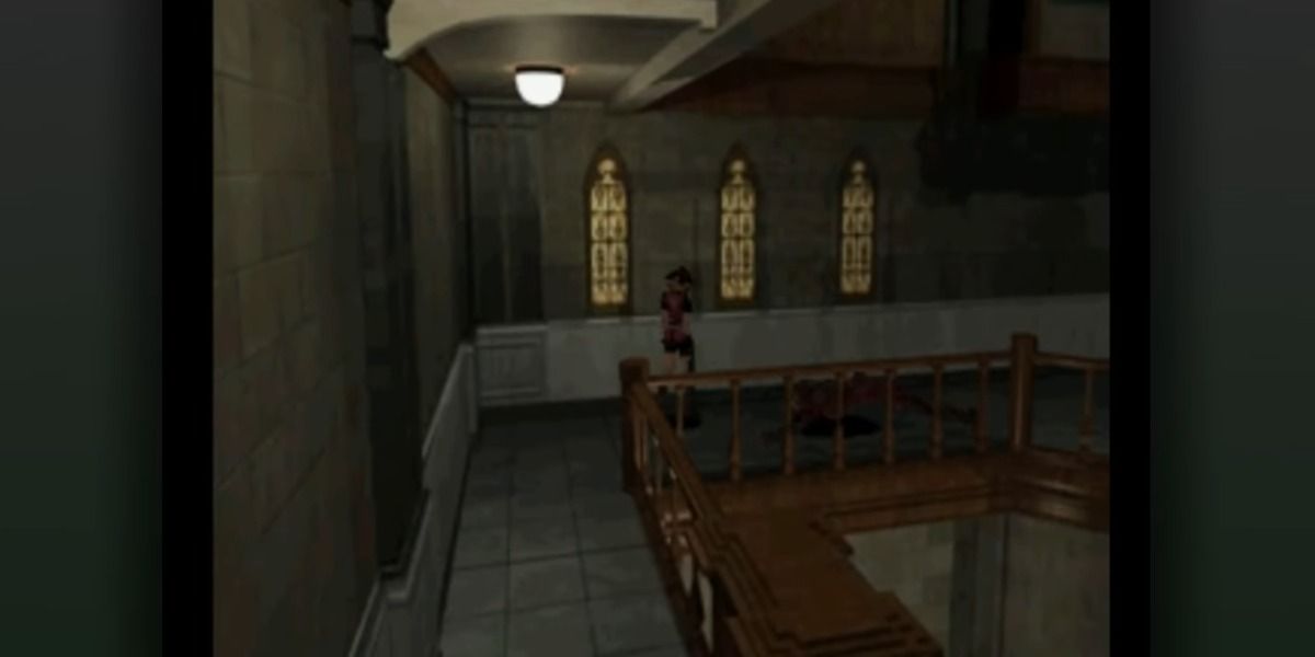 Screenshot of the static camera in Resident Evil 2.