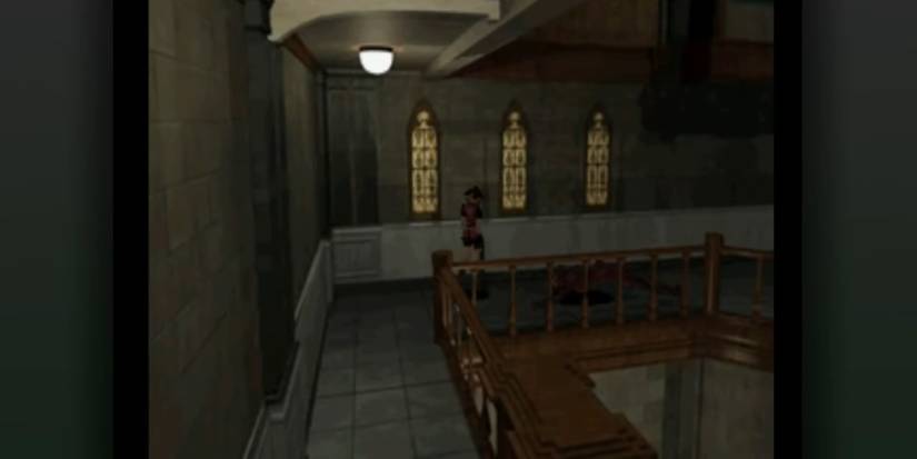 Screenshot of the static camera in Resident Evil 2.