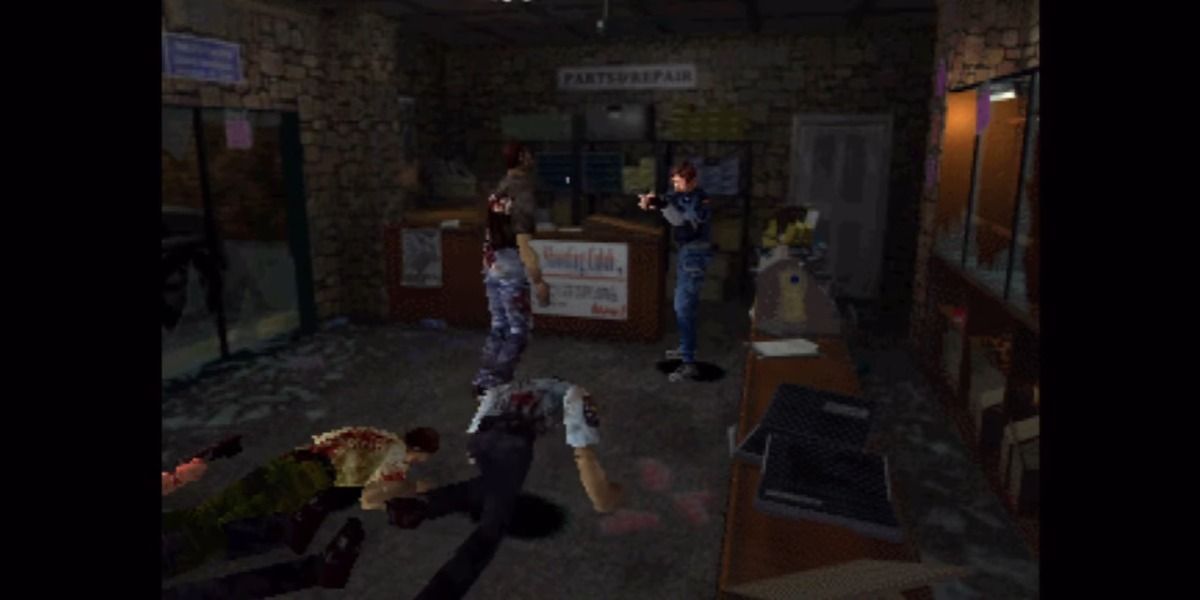 A zombie horde in Resident Evil 2.