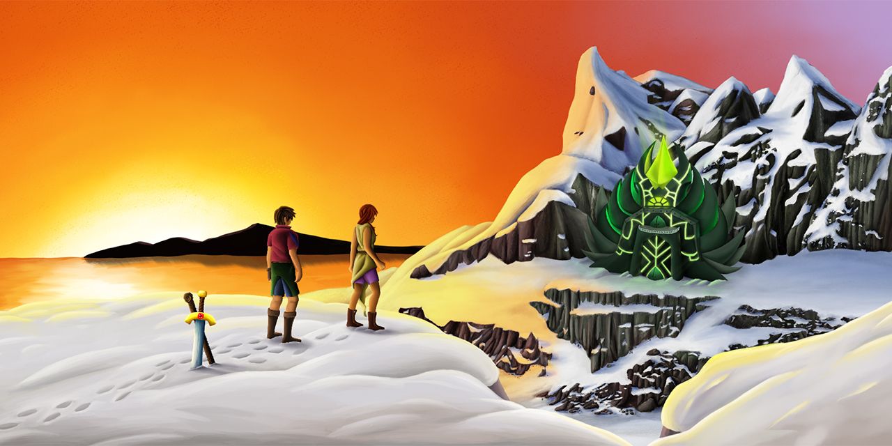 Рекламный арт Shrines Legacy с обоими игровыми персонажами