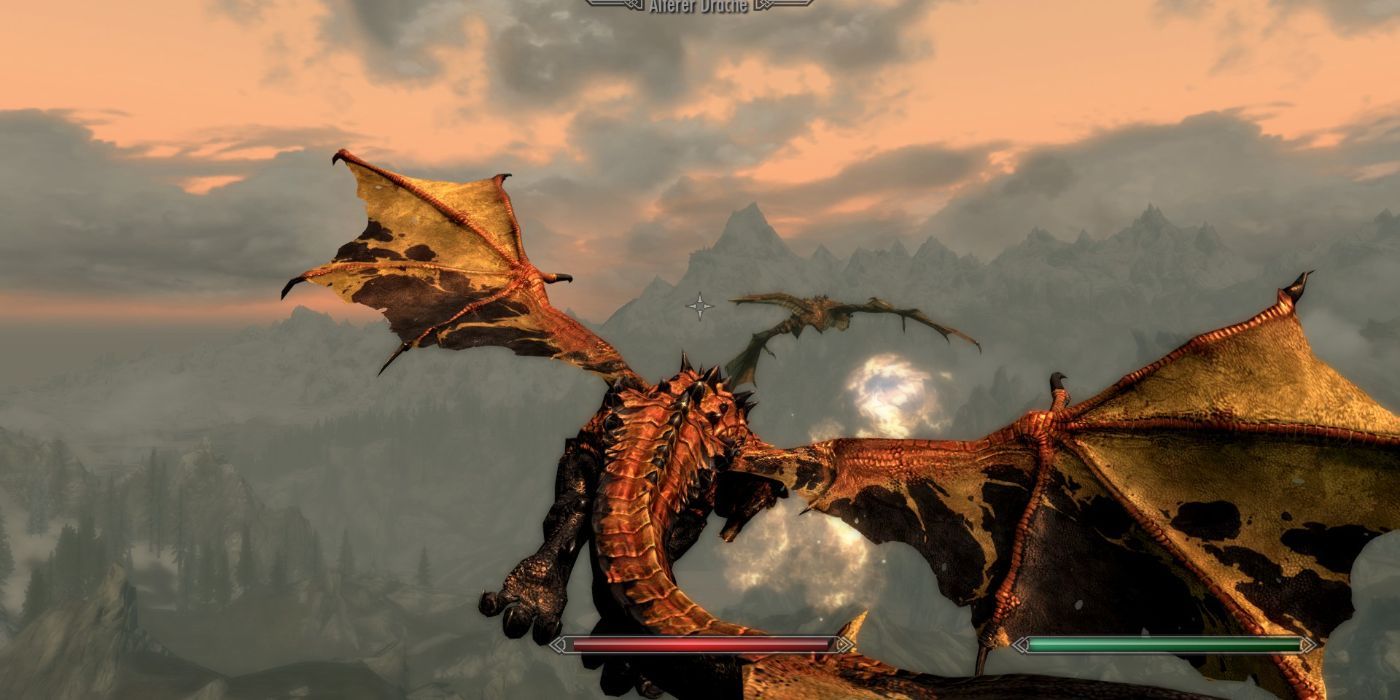 Skyrim mod with player flying as dragon